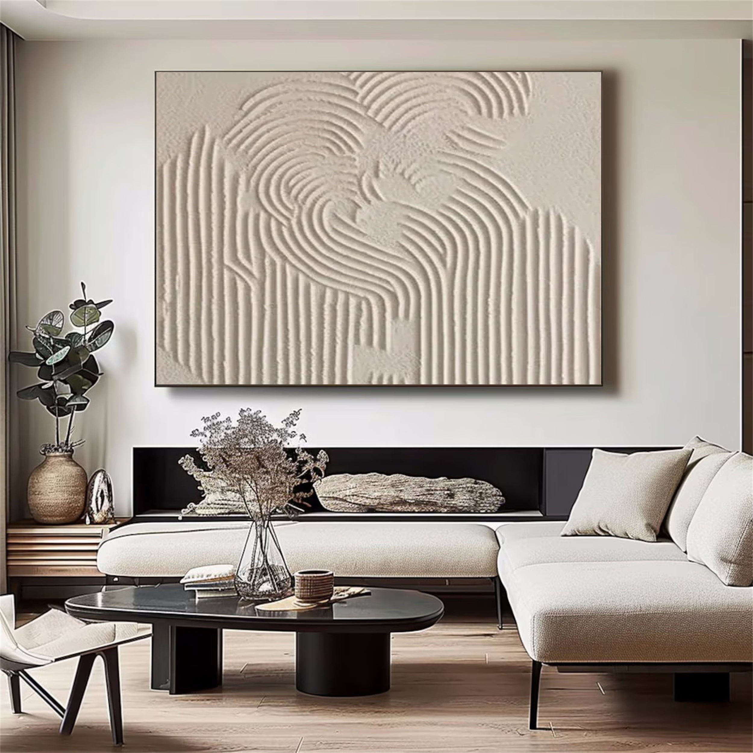 Wabi Sabi Textured Wall Art | Large Horizontal Neutral Canvas Decor #ZZ 119