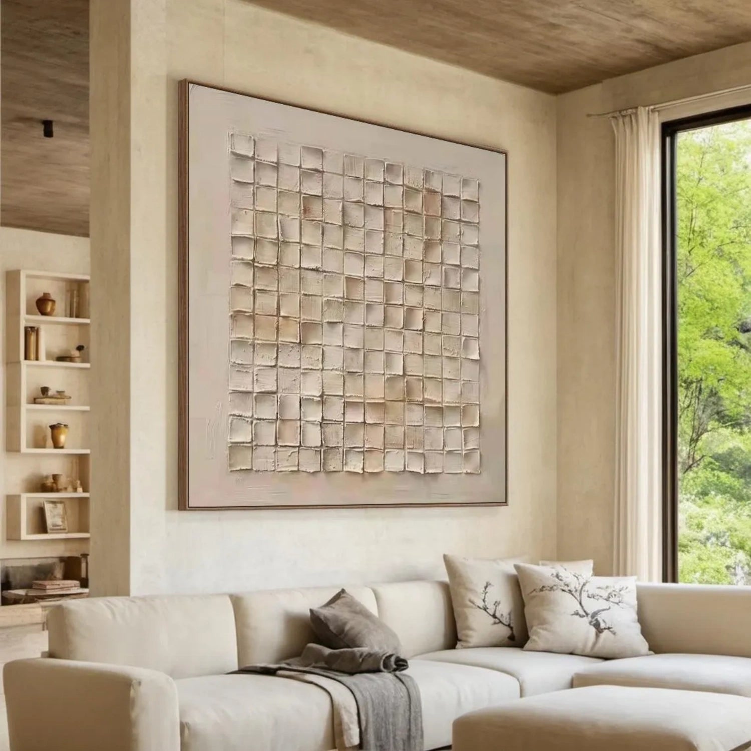 Textured Neutral Abstract Art | Geometric Block Pattern Painting #JJ 091