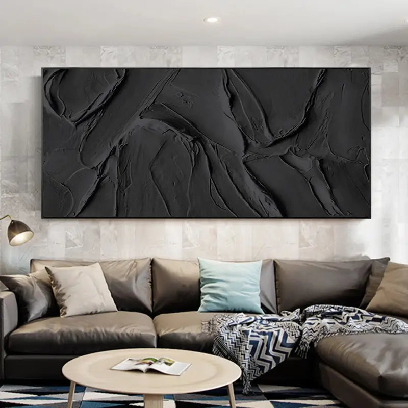 Large Black Texture Artwork: Modern Abstract Wall Decor #ZZ 134