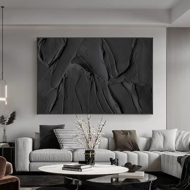 Large Black Texture Artwork: Modern Abstract Wall Decor #ZZ 134