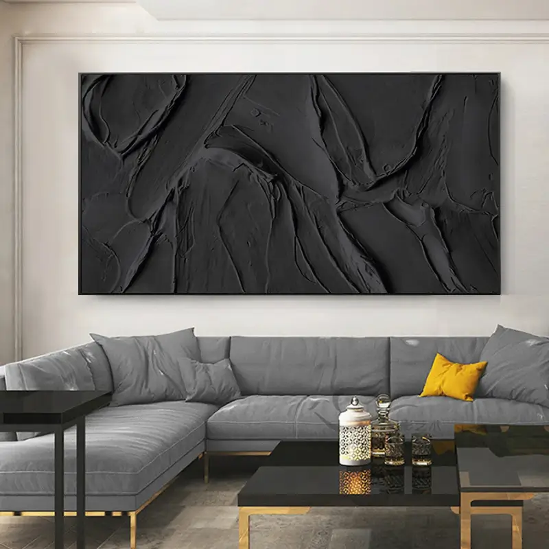 Large Black Texture Artwork: Modern Abstract Wall Decor #ZZ 134