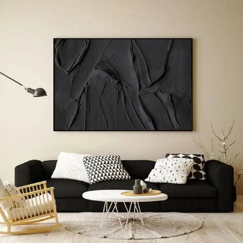 Large Black Texture Artwork: Modern Abstract Wall Decor #ZZ 134