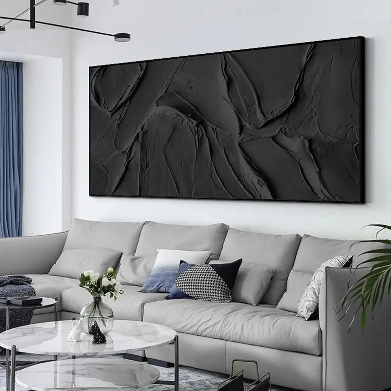 Large Black Texture Artwork: Modern Abstract Wall Decor #ZZ 134