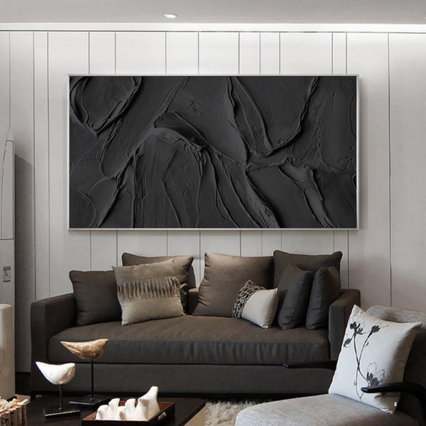 Large Black Texture Artwork: Modern Abstract Wall Decor #ZZ 134