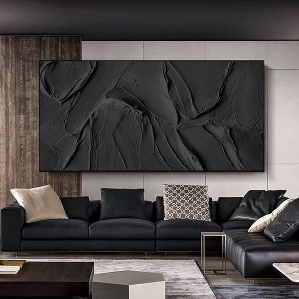 Large Black Texture Artwork: Modern Abstract Wall Decor #ZZ 134