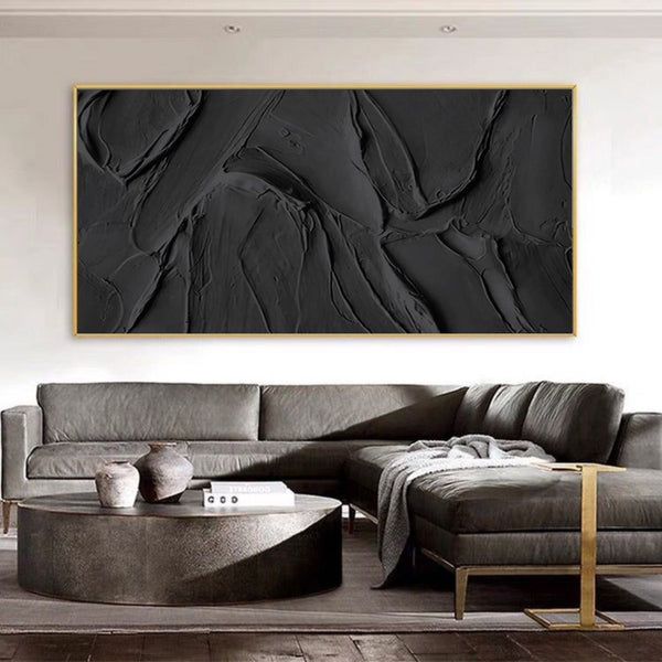 Large Black Texture Artwork: Modern Abstract Wall Decor #ZZ 134