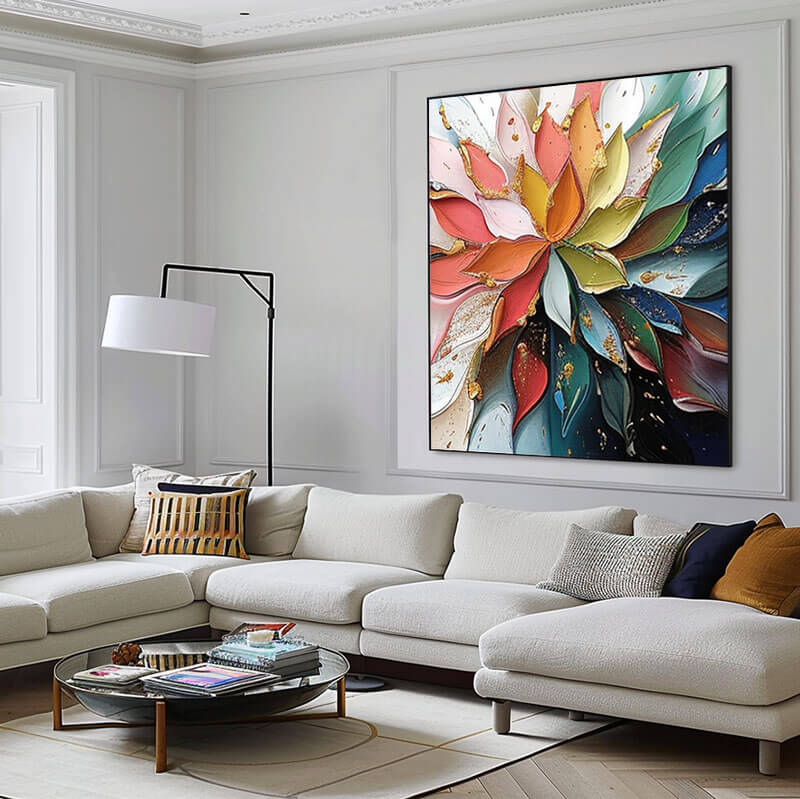 Multi-Color Textured Flower Art | Bright Original Wall Painting #ZZ 223