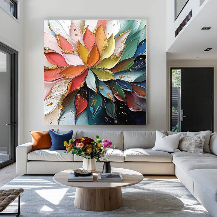 Multi-Color Textured Flower Art | Bright Original Wall Painting #ZZ 223