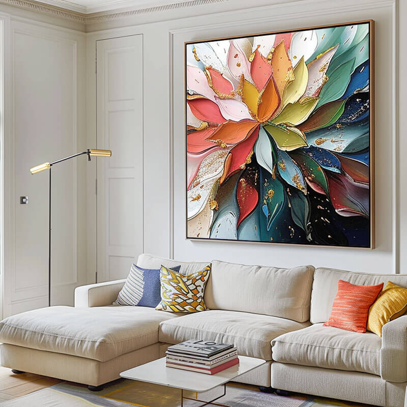 Multi-Color Textured Flower Art | Bright Original Wall Painting #ZZ 223