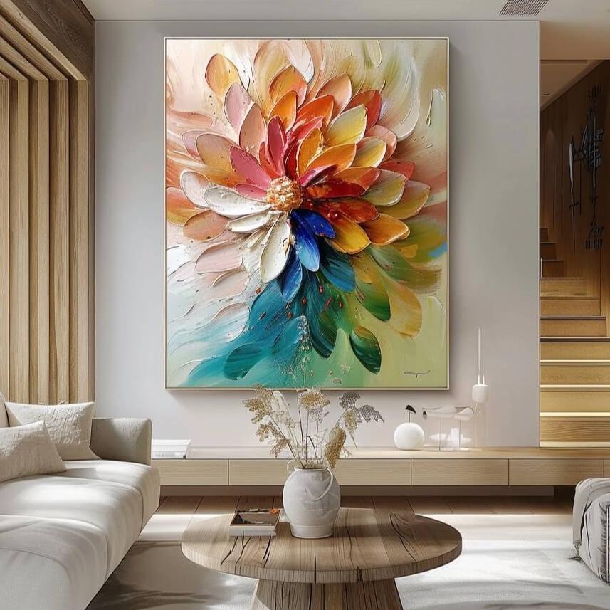 Vibrant Floral Wall Art | Textured Original Flower Painting #ZZ 222
