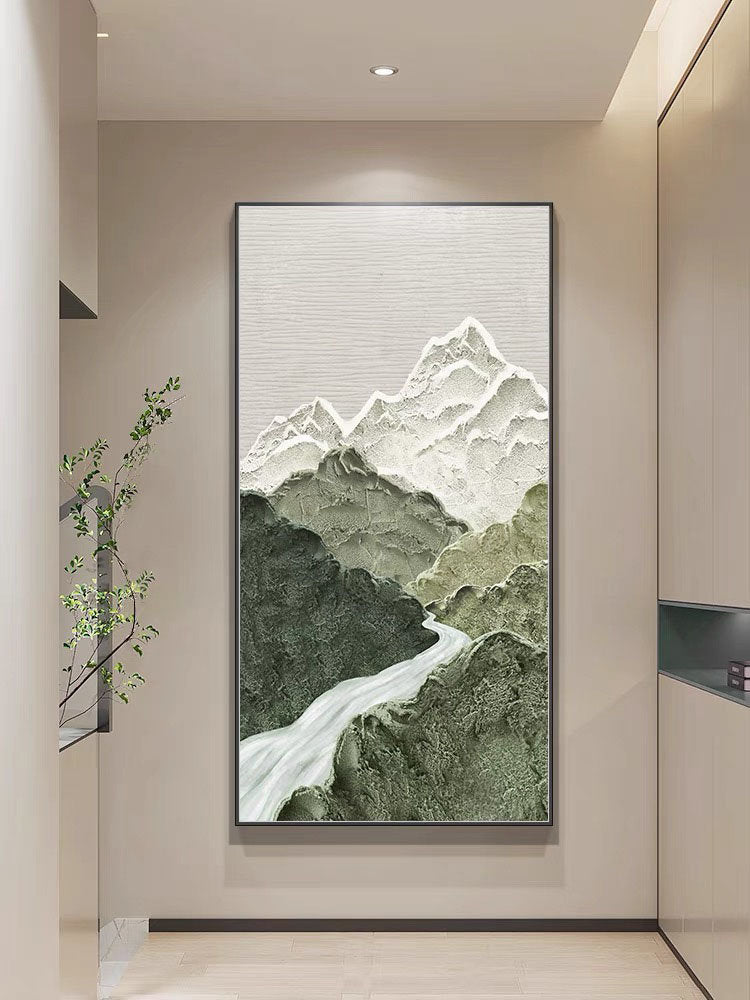 Contemporary Mountain River Canvas Art - Minimalist Wall Decor #JJ 357