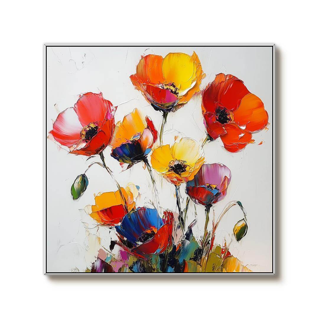 Heavy Texture Poppy Painting | Palette Knife Floral Art #AA 259