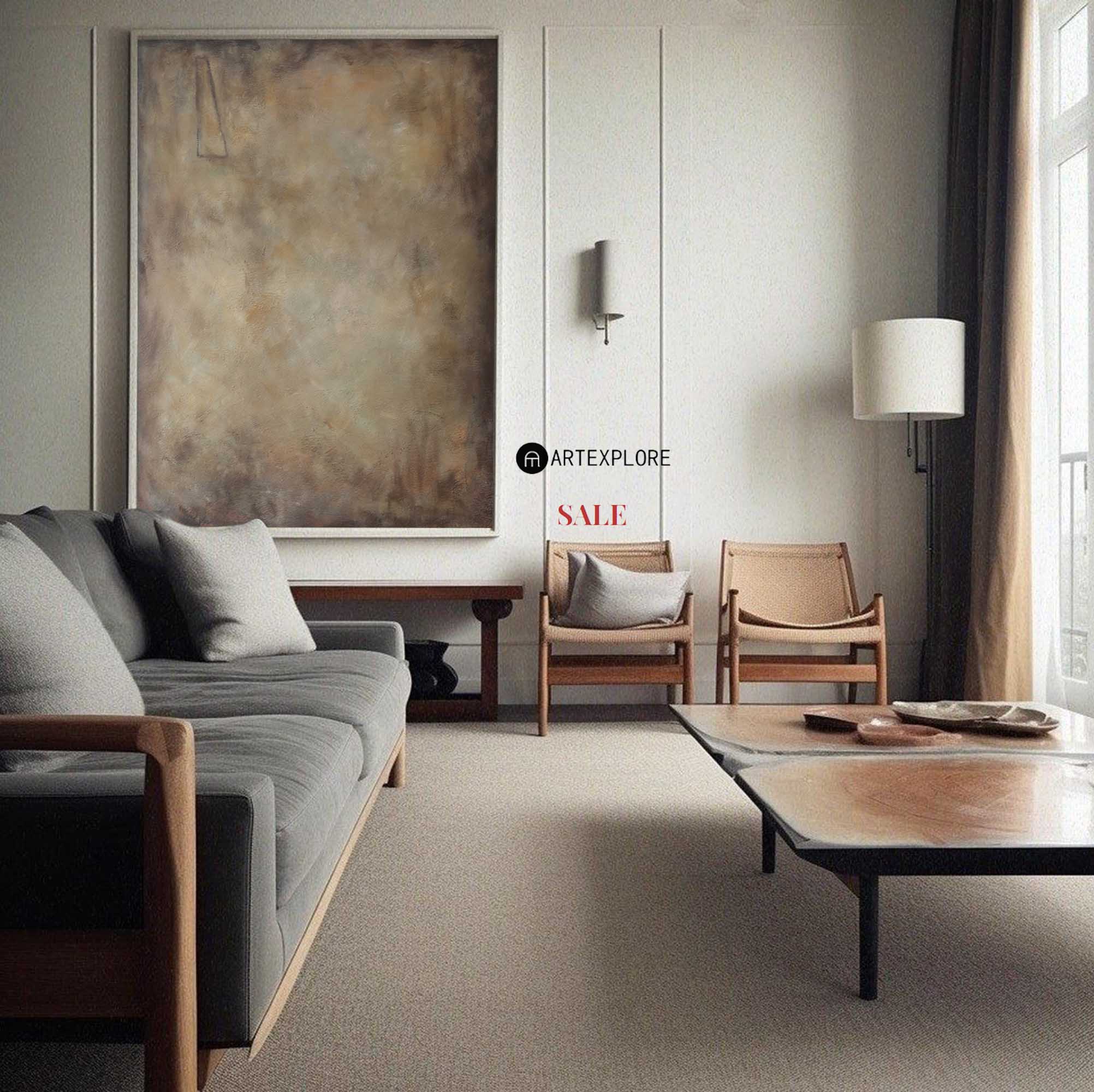 Moody Brown Abstract Painting | Vertical Earth Tone Art