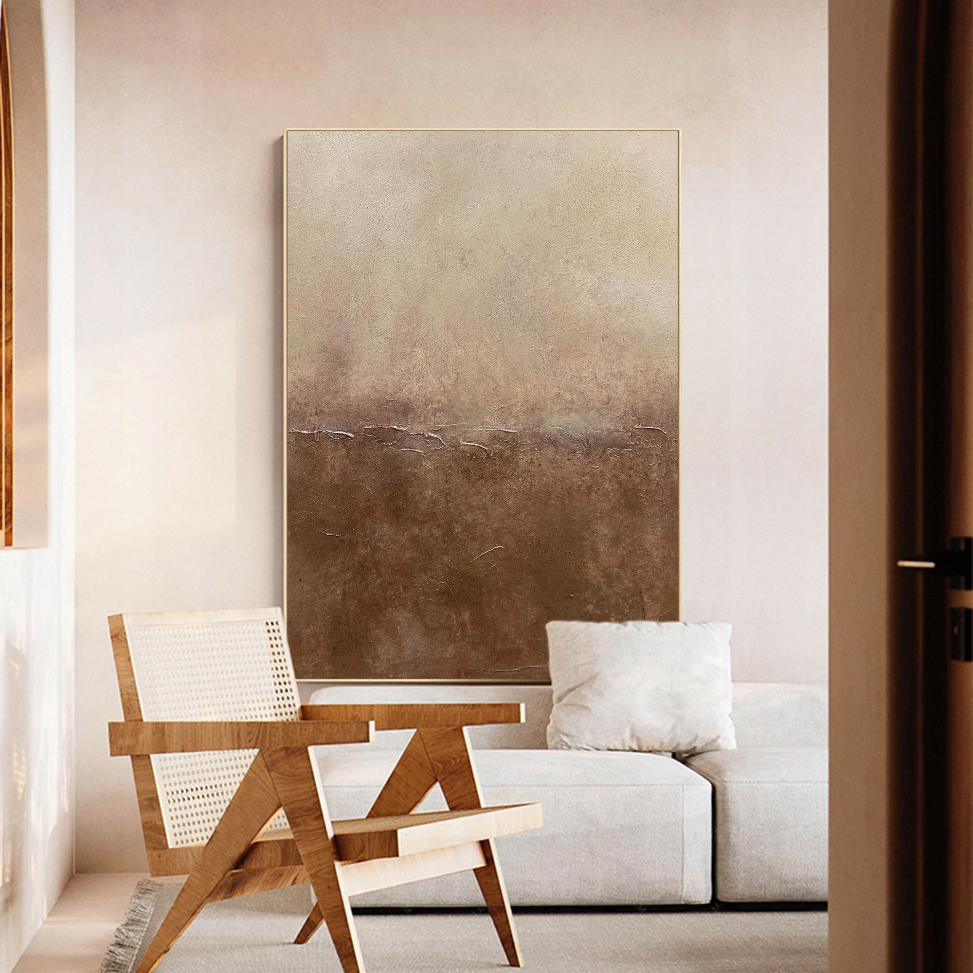 Brown and Beige Ombre Abstract Canvas Art | Earth Tone Decor #AA 322