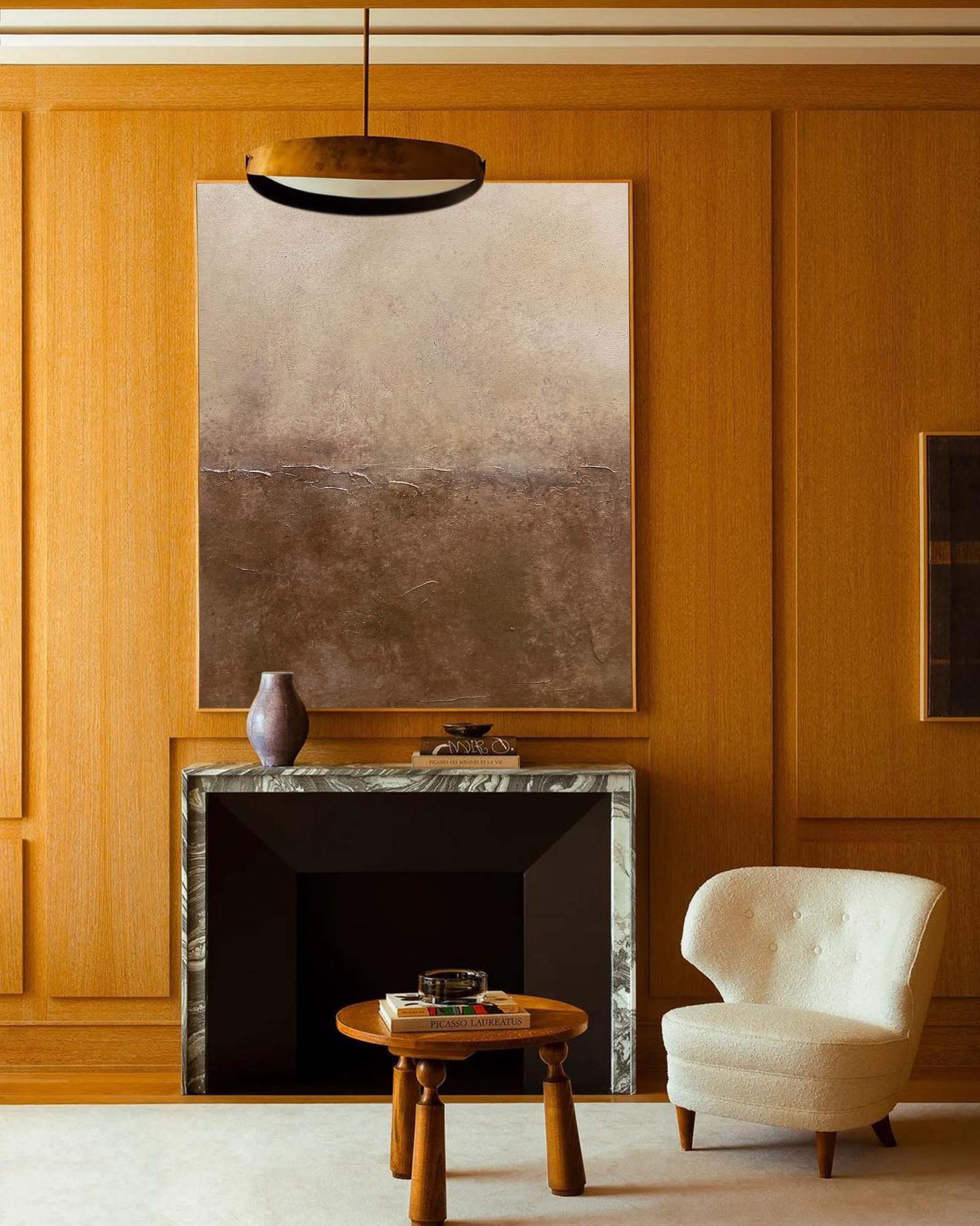 Brown and Beige Ombre Abstract Canvas Art | Earth Tone Decor #AA 322