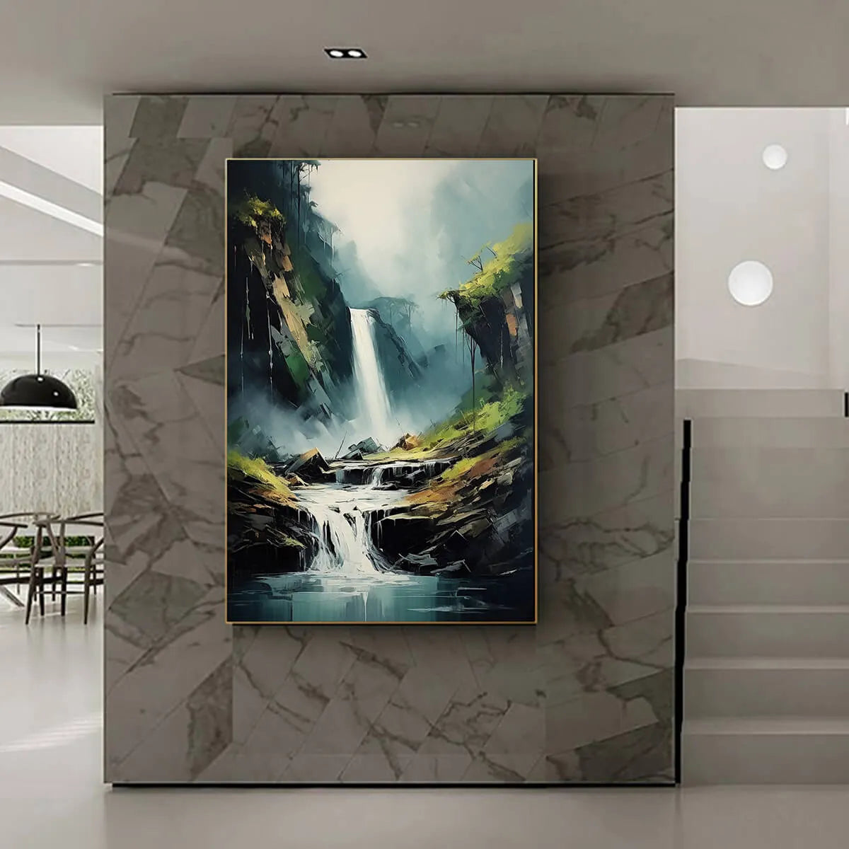 Handmade Waterfall Oil Painting on Canvas #TC 251