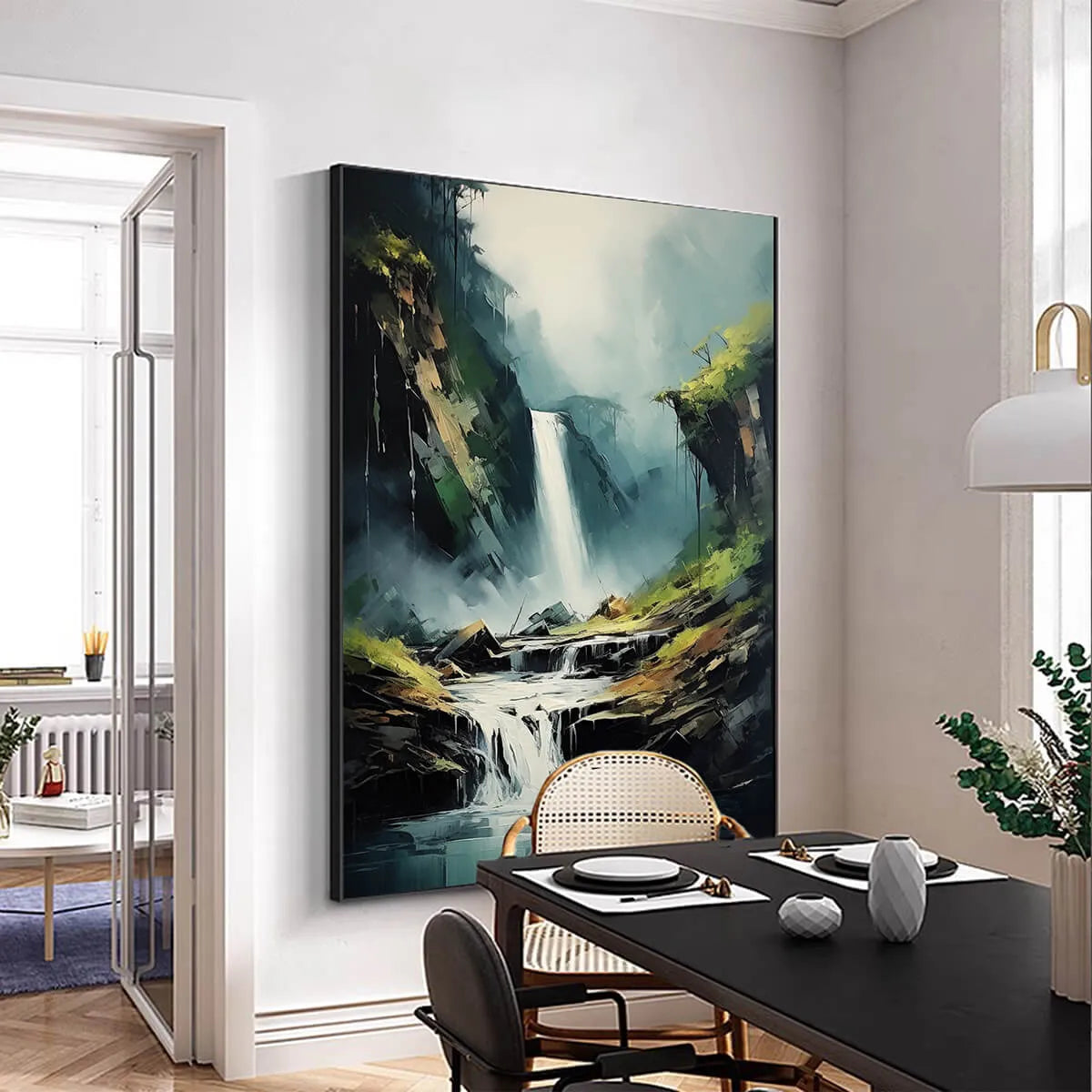 Handmade Waterfall Oil Painting on Canvas #TC 251