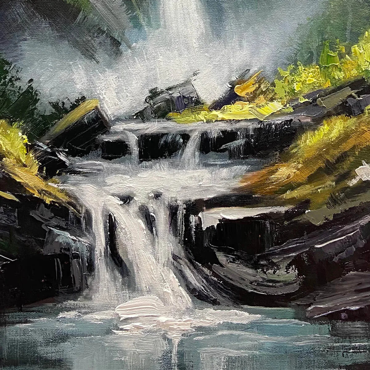 Handmade Waterfall Oil Painting on Canvas #TC 251