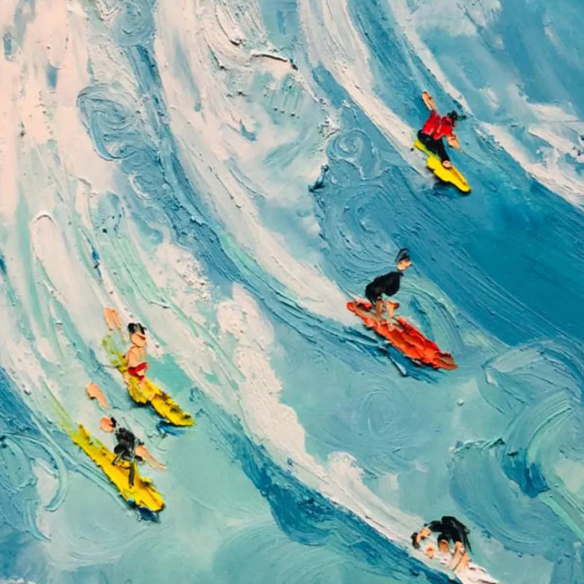 Textured 3D Surfing Painting | Impasto Ocean Wave Wall Art #AA 225