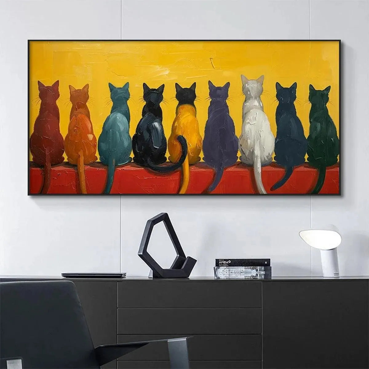 Colorful Cats Painting | Large Vibrant Animal Wall Art #ZZ 267