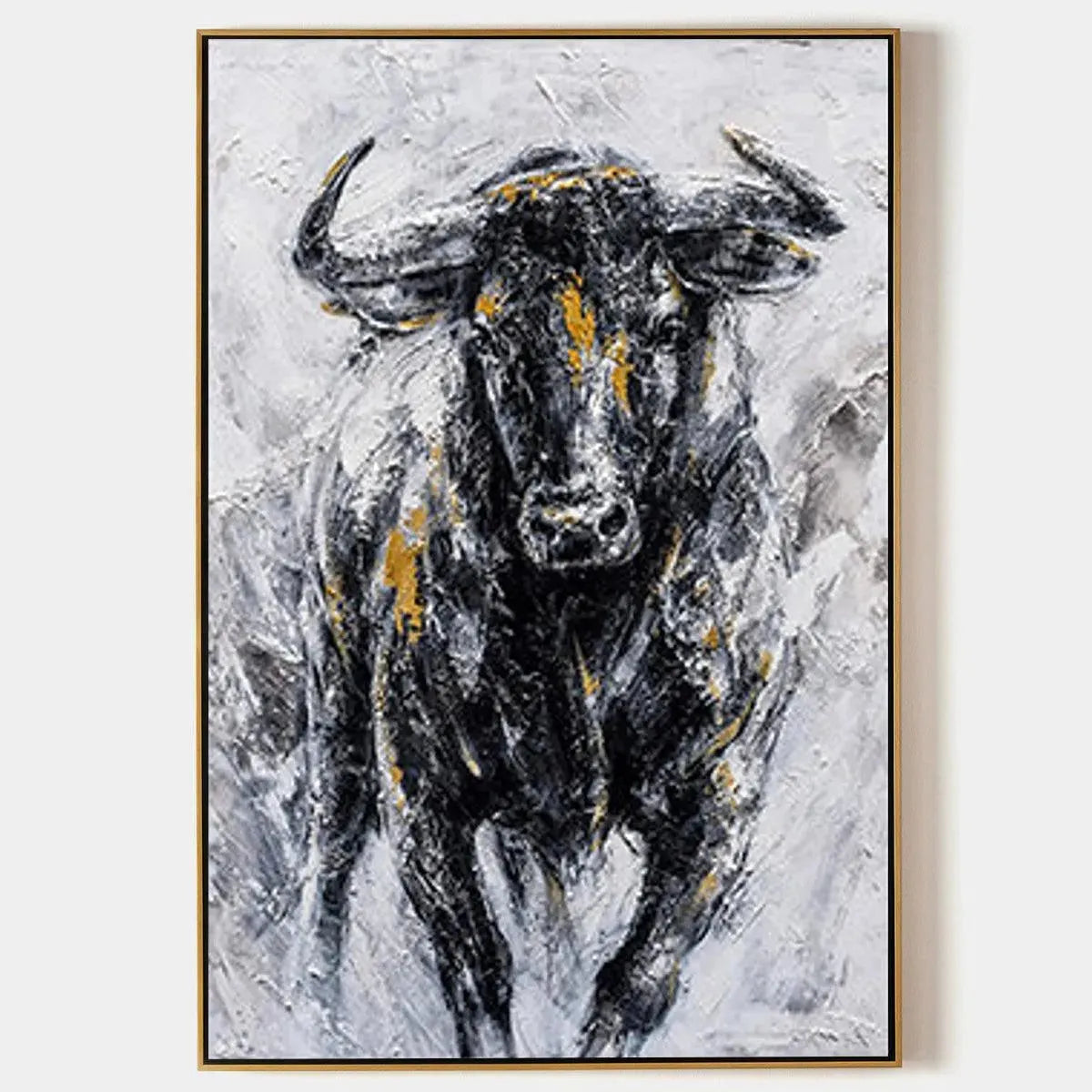 Powerful Bull Wall Art | Large Textured Canvas for Office or Man Cave #AA 011