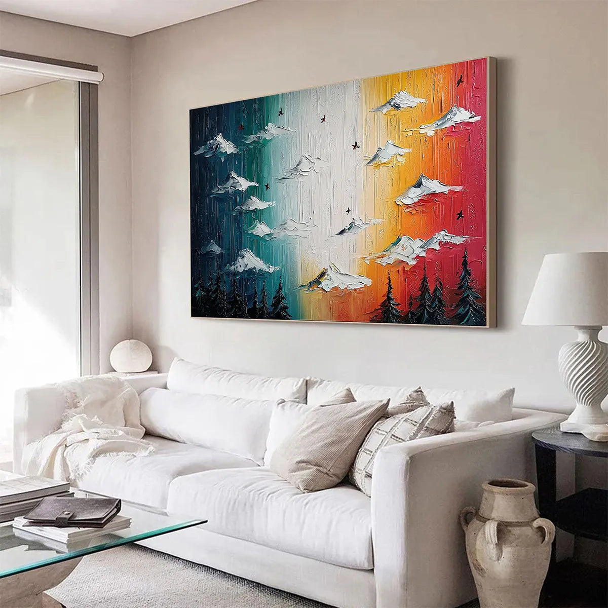 Colorful Abstract Mountain Painting | Modern Gradient Wall Decor #TC 252