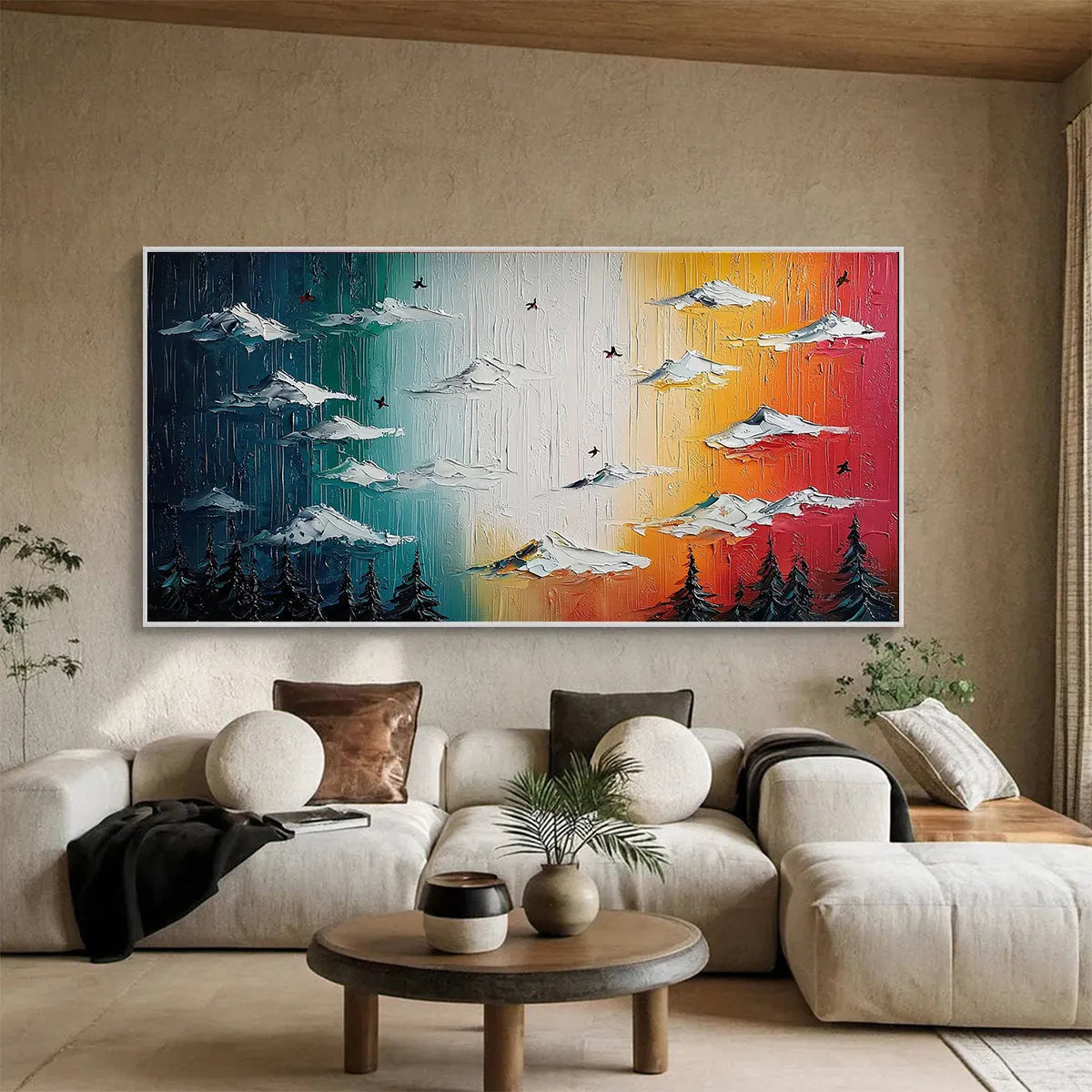 Colorful Abstract Mountain Painting | Modern Gradient Wall Decor #TC 252