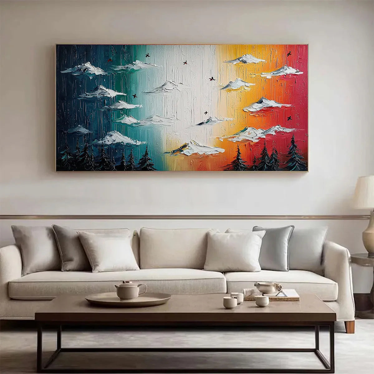 Colorful Abstract Mountain Painting | Modern Gradient Wall Decor #TC 252