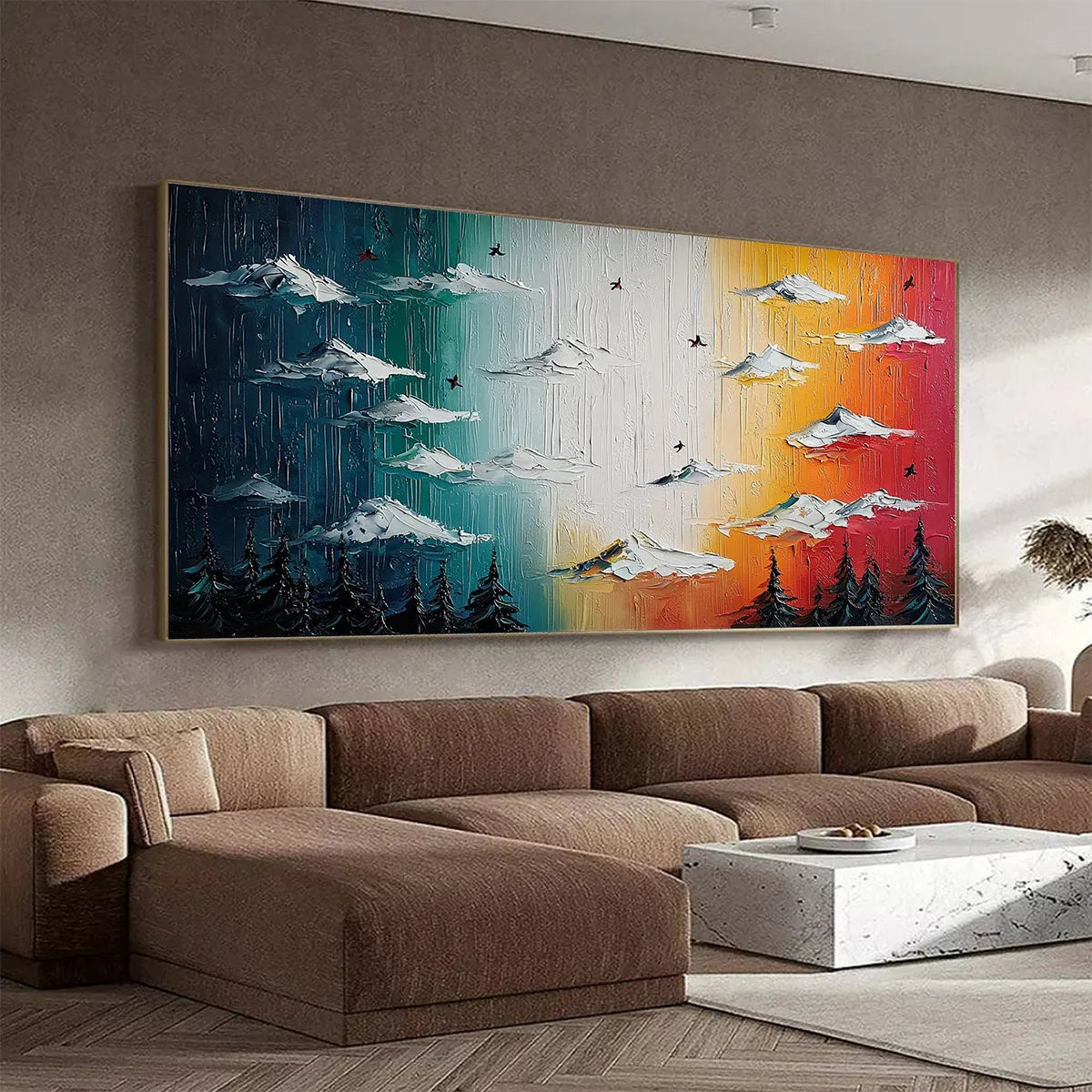 Colorful Abstract Mountain Painting | Modern Gradient Wall Decor #TC 252