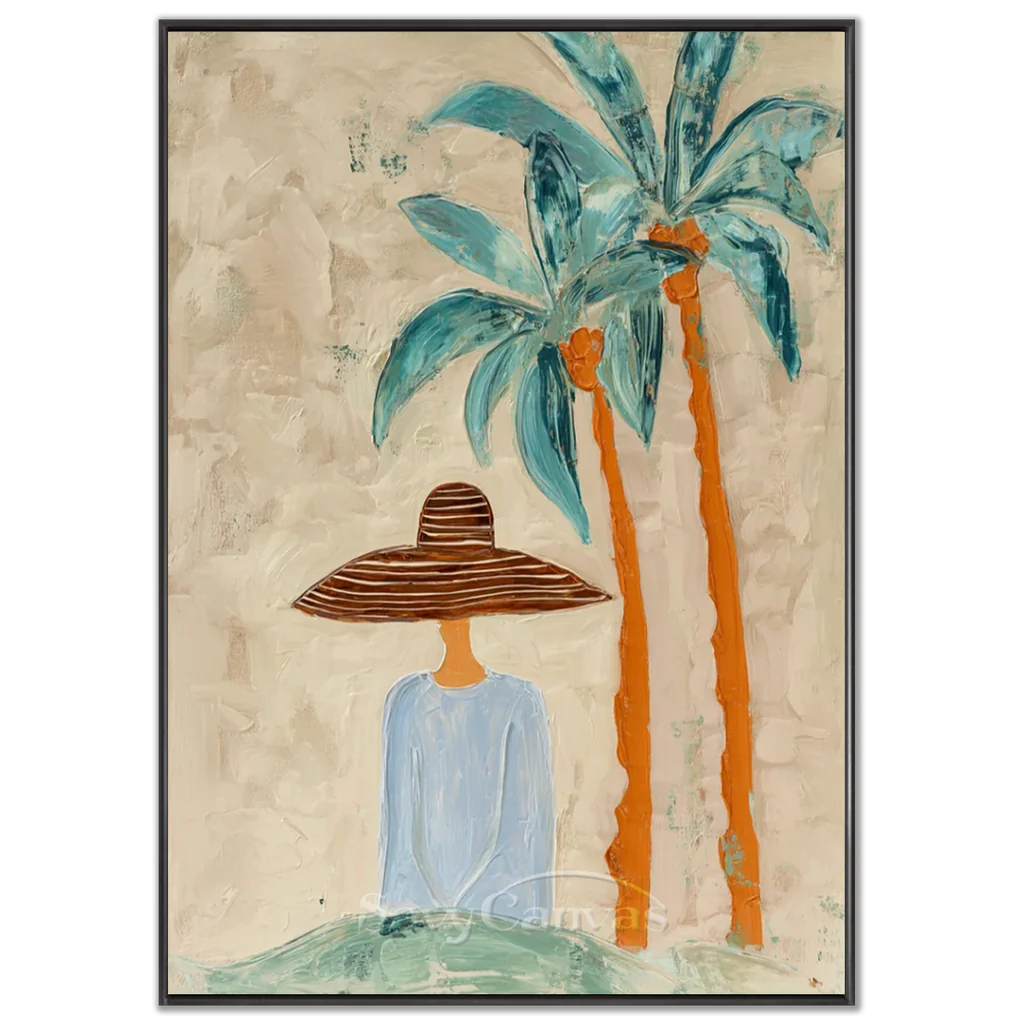 Handcrafted Abstract Coastal Lady Oil Painting #SS 312