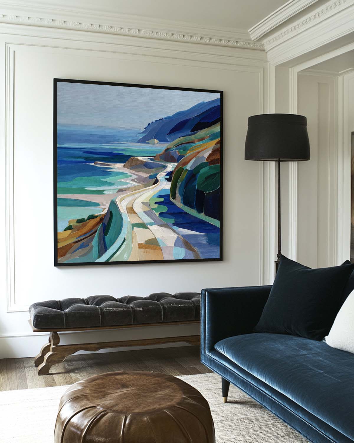 Coastal Highway Landscape Canvas Art | Winding Road Seascape #AA 337