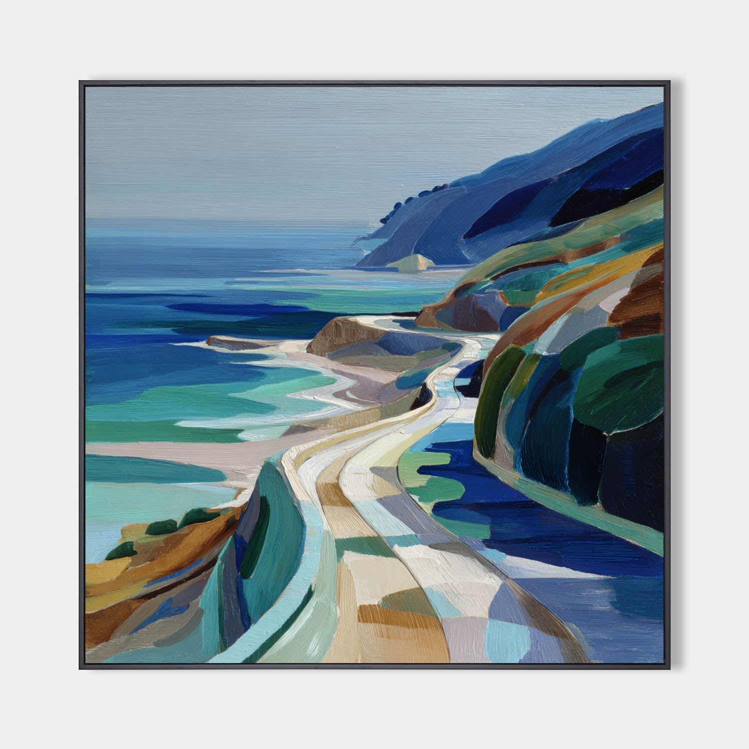 Coastal Highway Landscape Canvas Art | Winding Road Seascape #AA 337