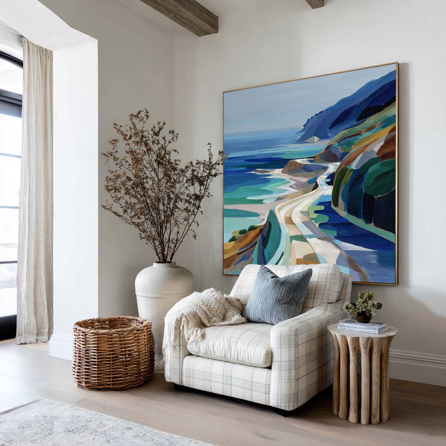 Coastal Highway Landscape Canvas Art | Winding Road Seascape #AA 337