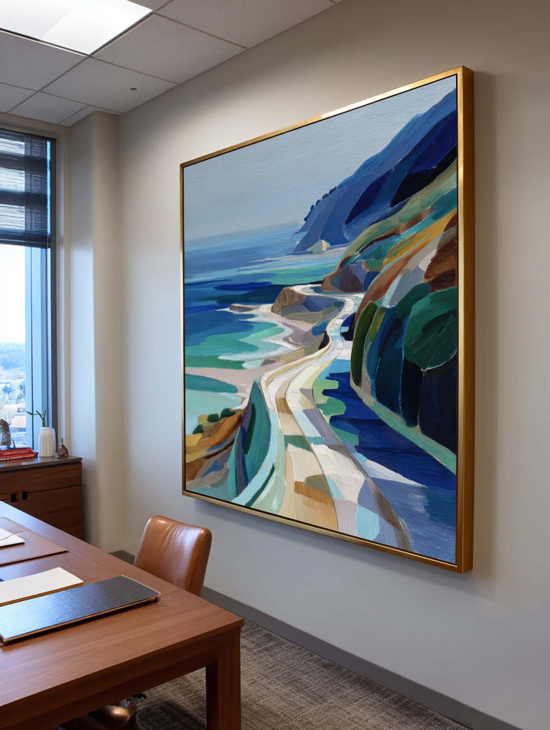 Coastal Highway Landscape Canvas Art | Winding Road Seascape #AA 337