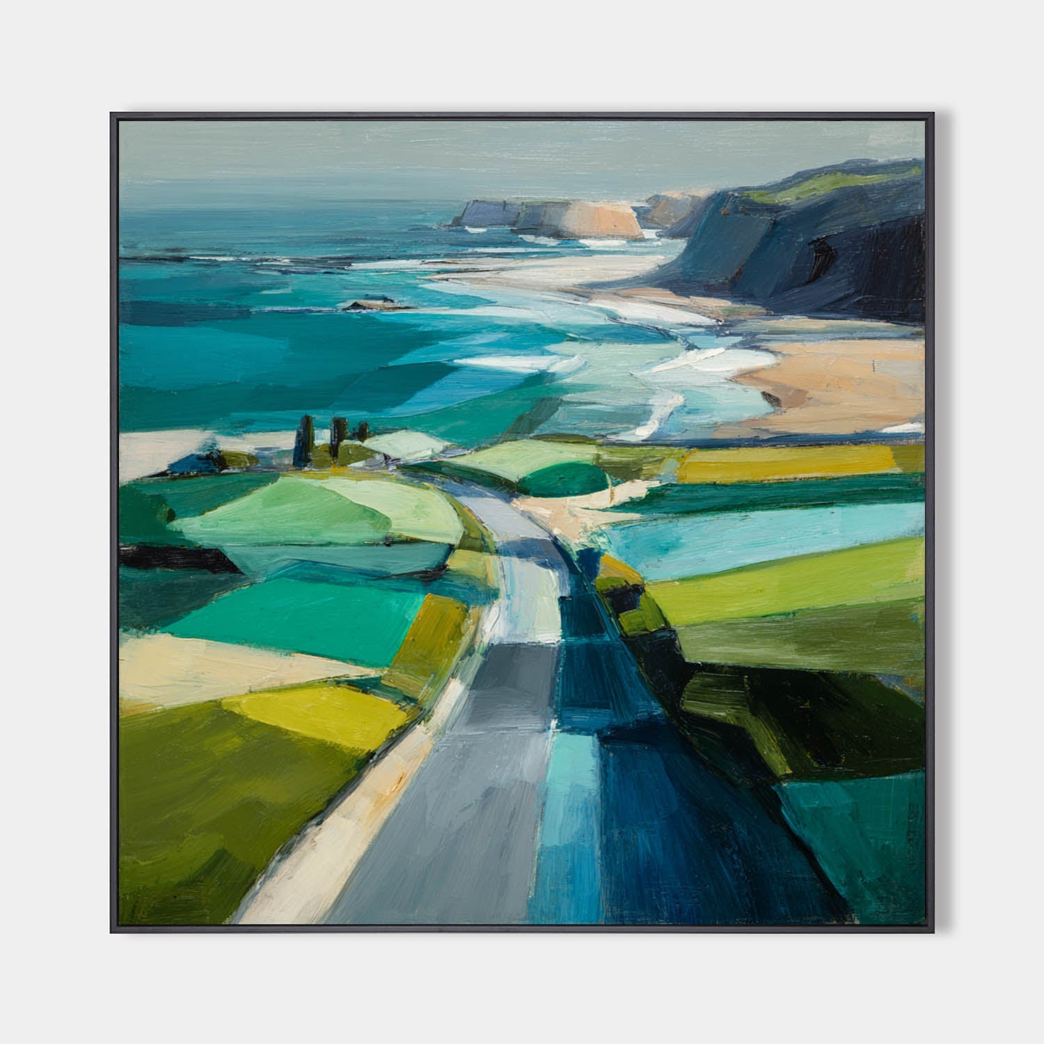 Coastal Highway Landscape Canvas Art | Winding Road Seascape #AA 406