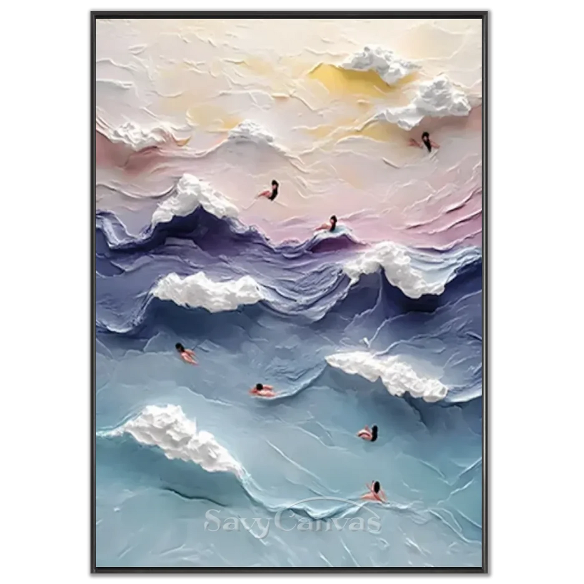 Colorful_Swimming_Sports_Texture_Canvas_Painting-black-frame-02.webp