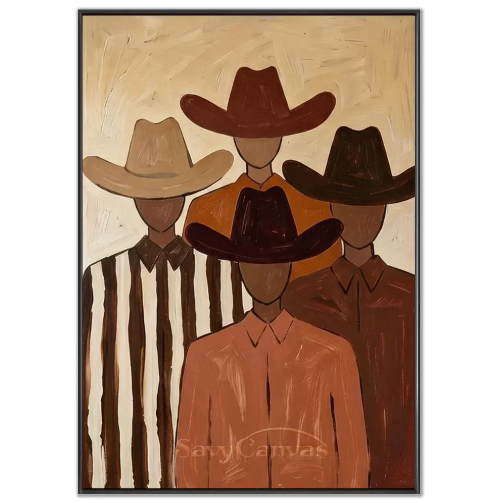 Abstract Cowboy Group Oil Painting, Brown #SS 314