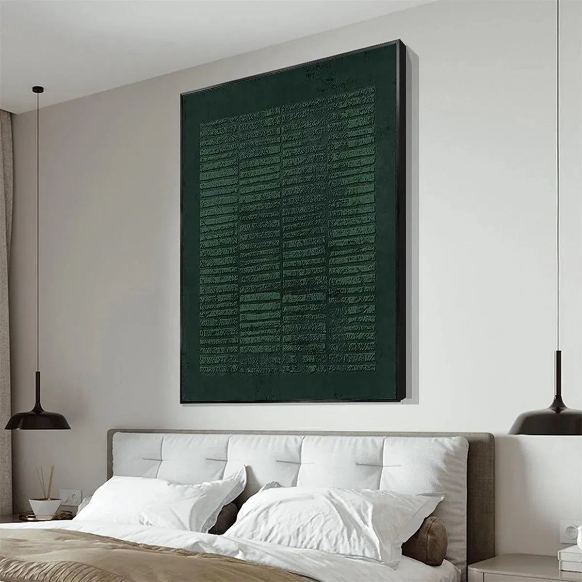 Deep Emerald Green Textured Canvas Art | Minimalist Decor #AA 324