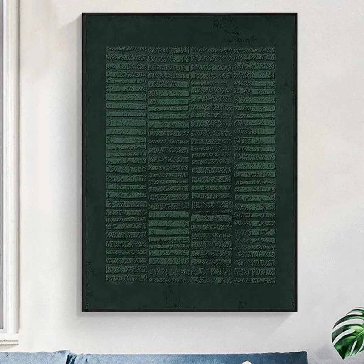 3D Textured Abstract Wall Art | Dark Green Relief Painting