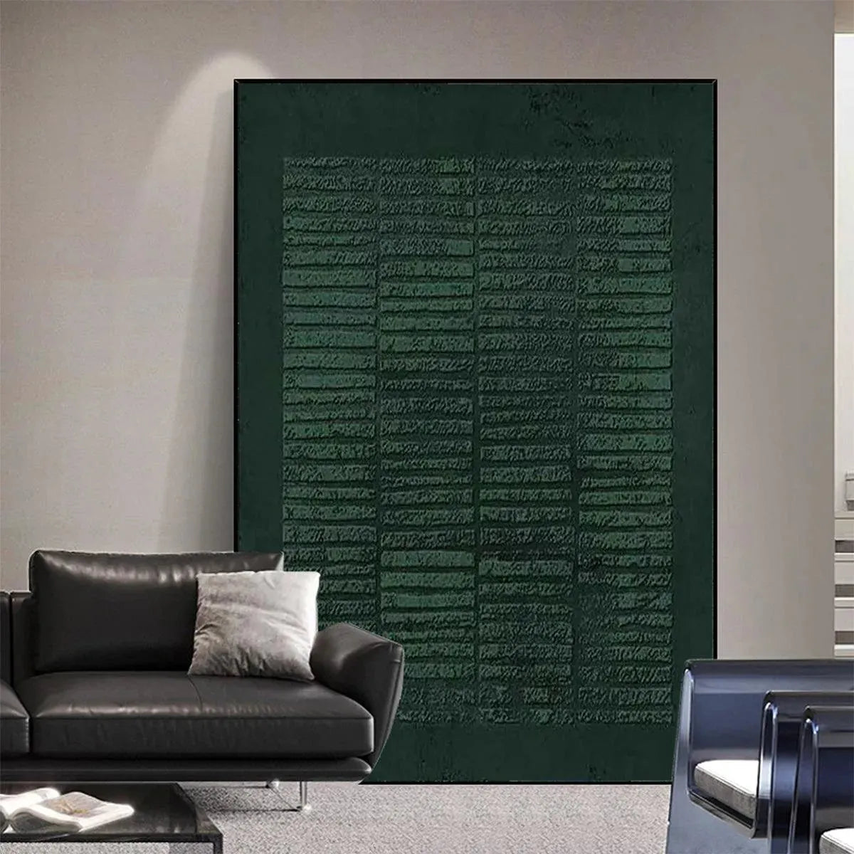 Deep Emerald Green Textured Canvas Art | Minimalist Decor #AA 324