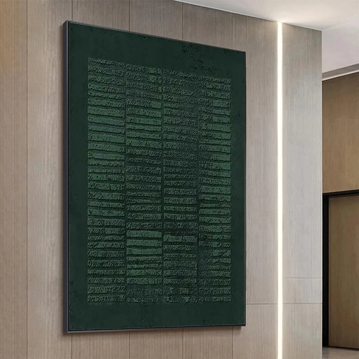 Deep Emerald Green Textured Canvas Art | Minimalist Decor #AA 324