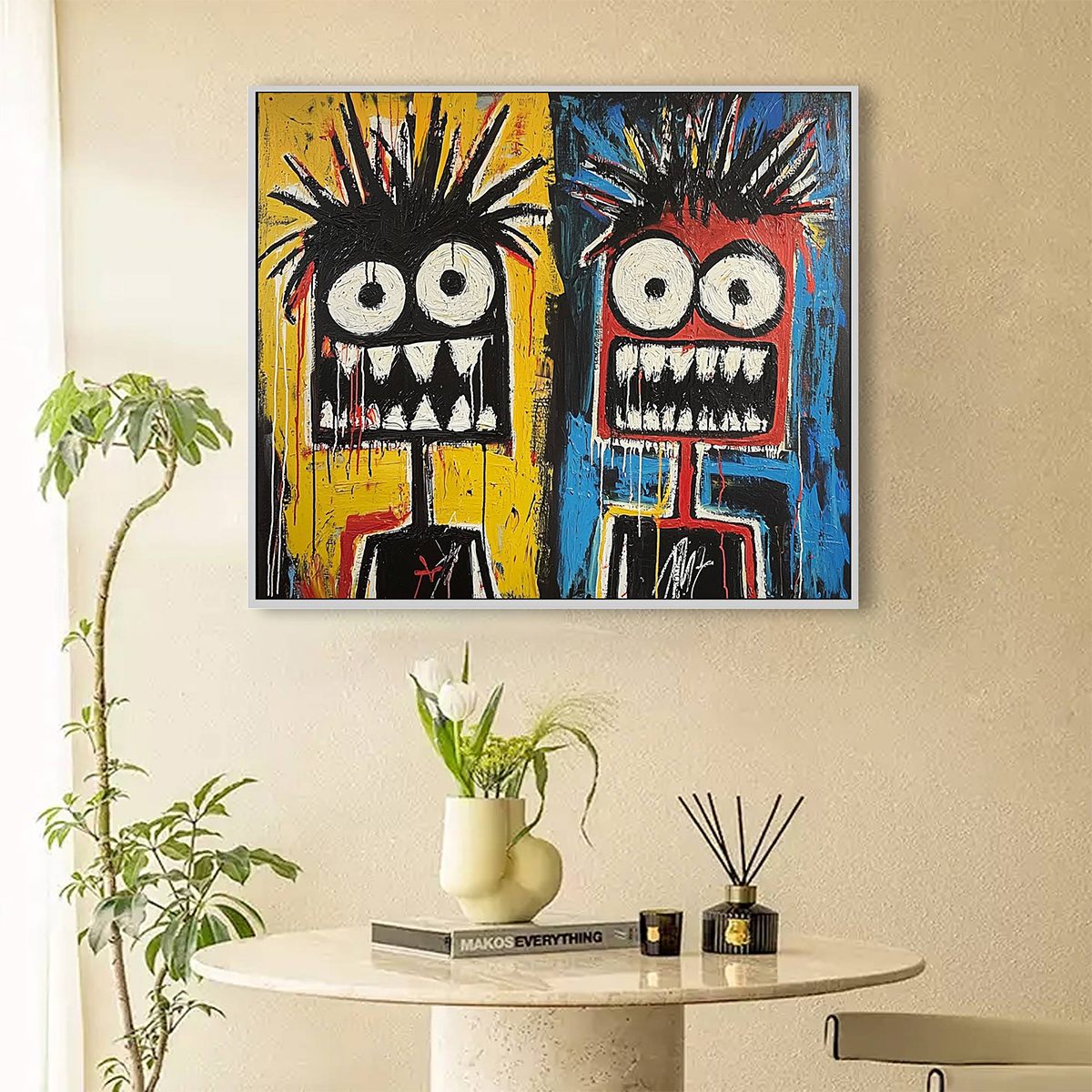 Modern Abstract Face Painting | Colorful Wall Art for Living Room #AA 001