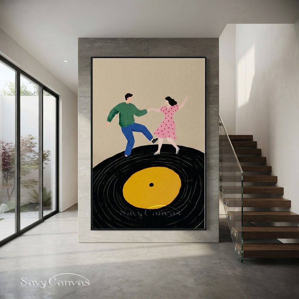 Retro Dancing Couple Vinyl Record Oil Painting #SS 206