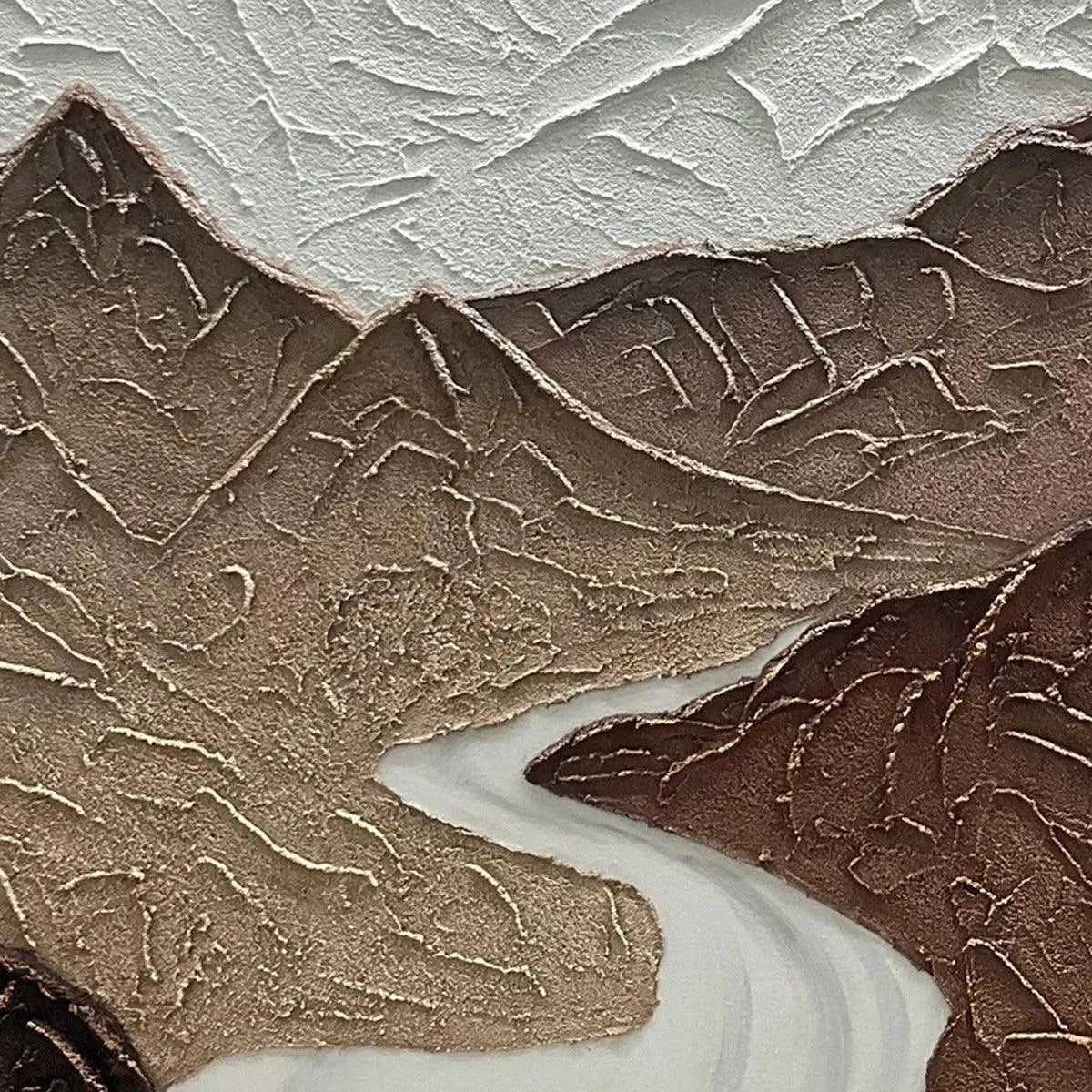 Textured Mountain River Painting | 3D Landscape Wall Art #TC 255