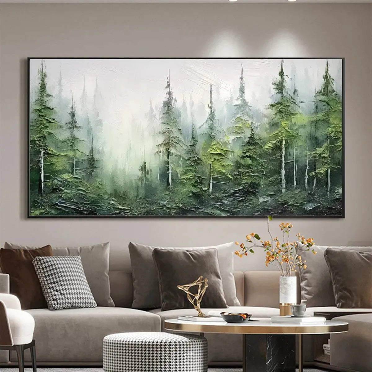 Green Pine Forest Painting | Abstract Mountain Landscape #AA 287