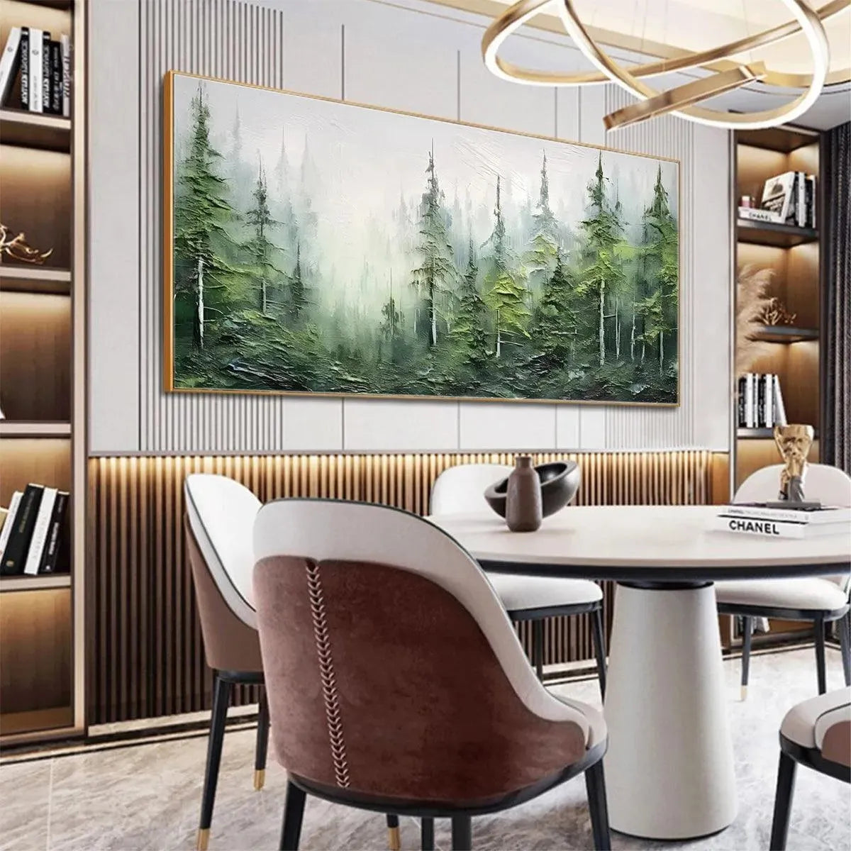 Green Pine Forest Painting | Abstract Mountain Landscape #AA 287