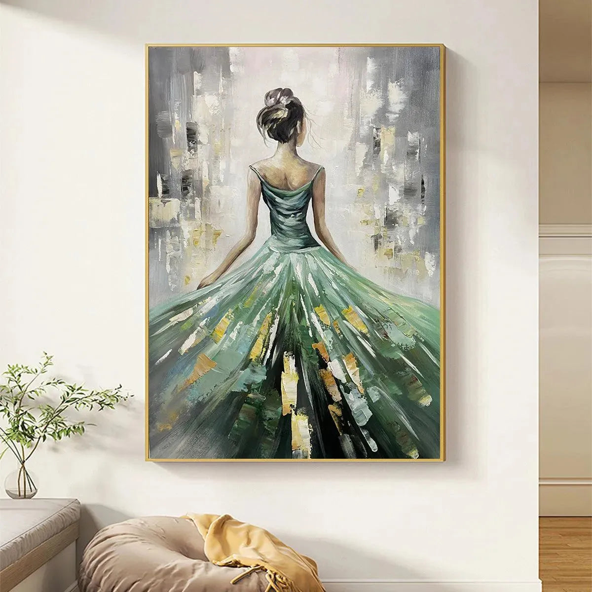 Romantic Woman in Gown Art | Abstract Figurative Painting