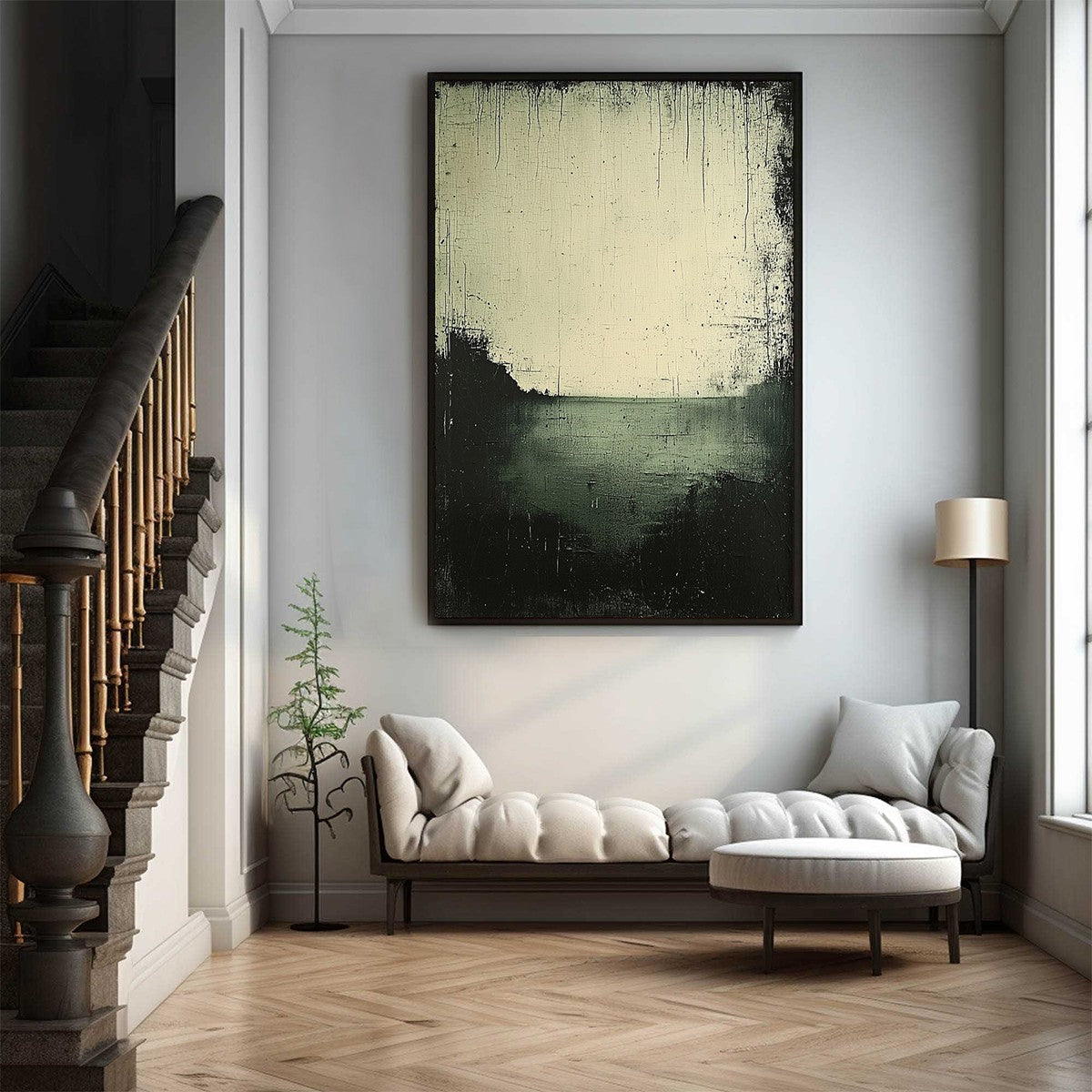 Industrial Style Distressed Wall Art | Rustic Abstract Canvas #AA 326