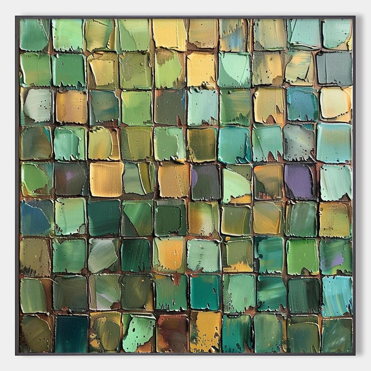 Living Room Abstract Art | Large Textured Green Painting #ZZ 249