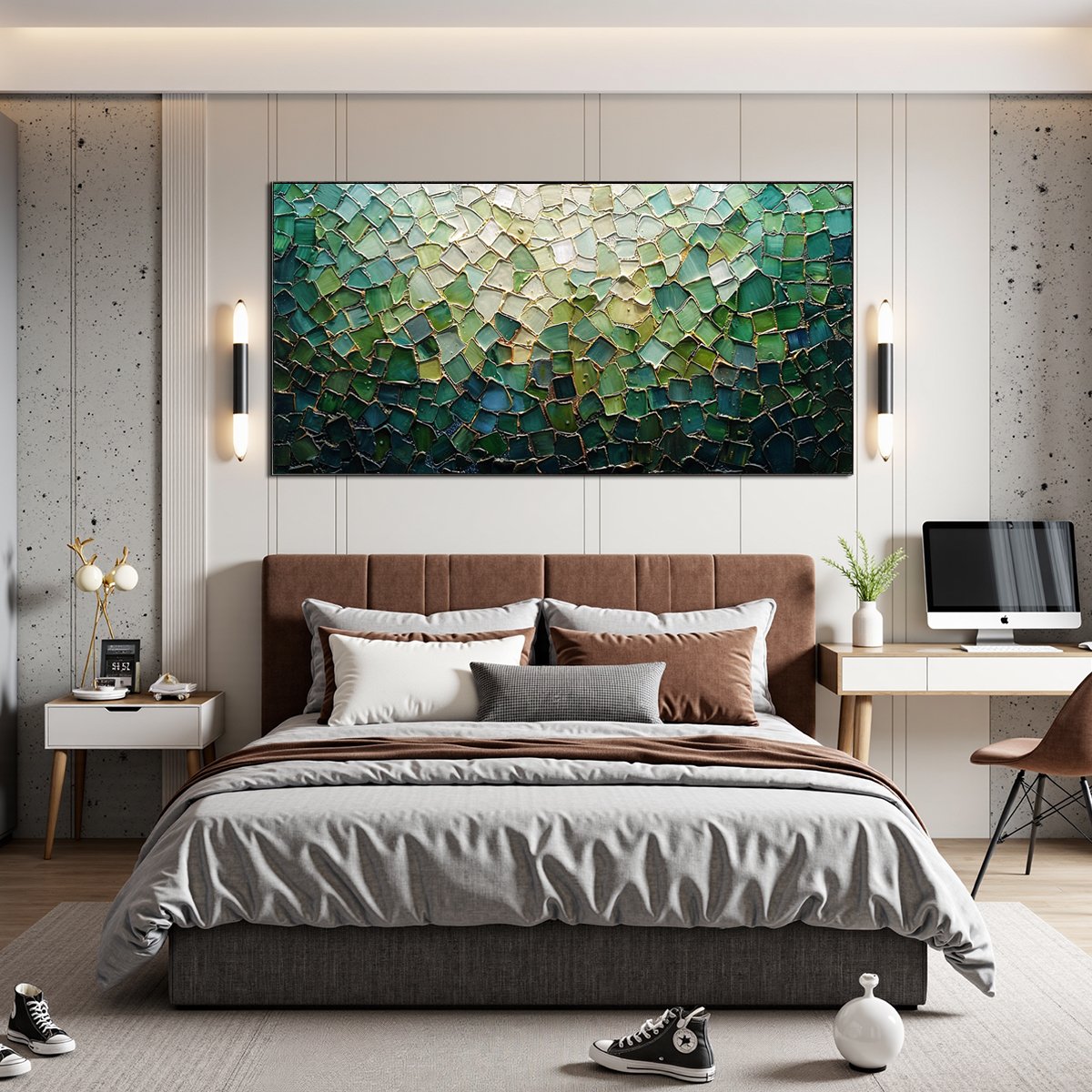 Modern Abstract Landscape Art | Hand-Painted Green